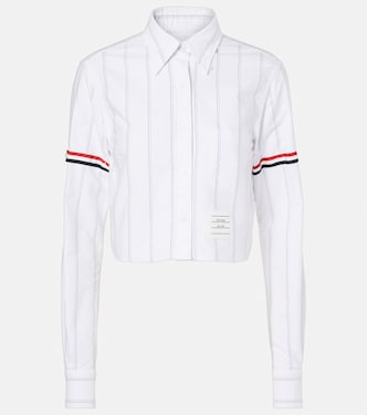 Pinstripe cropped cotton shirt | Thom Browne