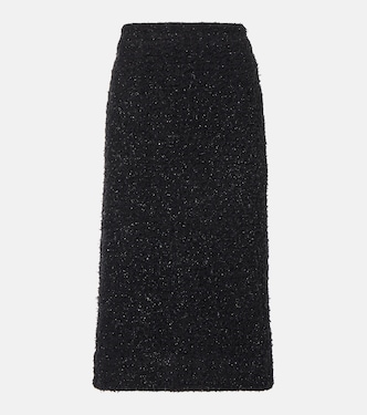 Falda midi de tweed de mezcla de algodón | Balenciaga