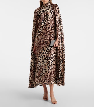 Leopard-print caped silk charmeuse gown | Rodarte