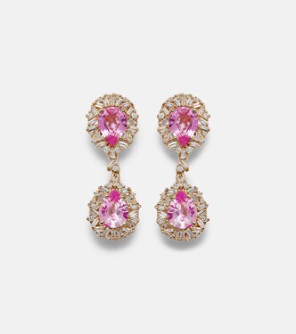 Ohrringe aus 18kt Gelbgold mit Diamanten und Saphiren | Suzanne Kalan