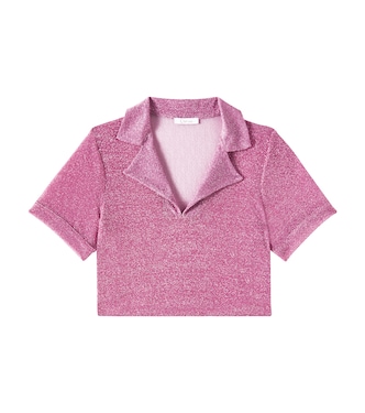 Lumière cropped lamé polo shirt | Oséree Kids
