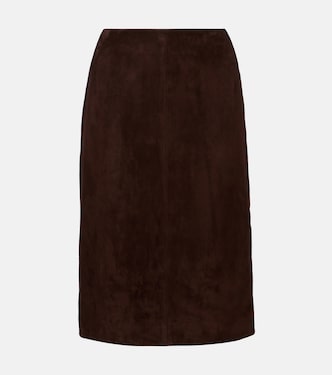 Lady Skirt suede midi skirt | Nour Hammour