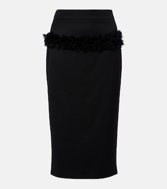Falda tubo de lana con encaje | McQueen