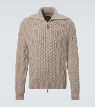 Aran cashmere zip-up sweater | Loro Piana
