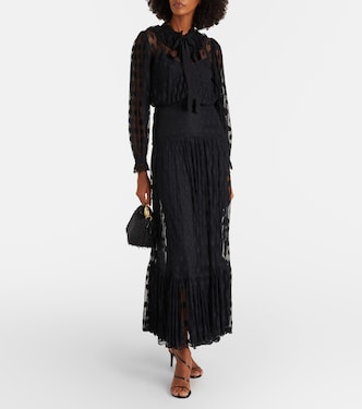Soraya polka-dot tie-neck mesh maxi dress | Ulla Johnson