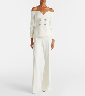 Bridal Kamile off-shoulder crêpe jacket | Safiyaa
