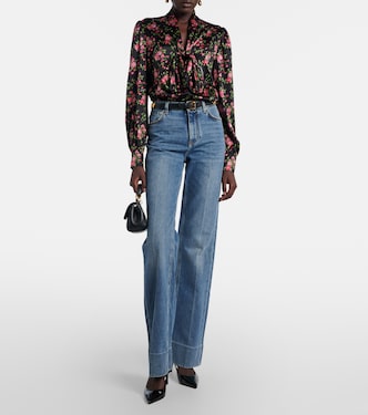 Floral tie-neck silk-blend satin blouse | Dolce&Gabbana