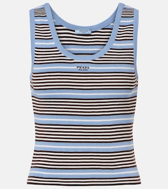 Tank top en mezcla de algodón a rayas | Prada