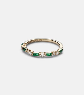 Ring aus 18kt Gelbgold mit Diamanten und Smaragden | Suzanne Kalan