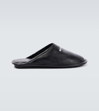 Logo leather slippers | Balenciaga