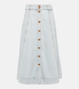 Falda midi August en denim | Zimmermann