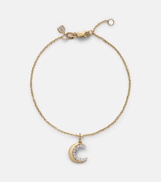 Bracelet chaîne Crescent Moon en or et or blanc 14 ct et diamants | Sydney Evan