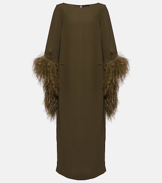 Del Lago feather-trimmed midi dress | Taller Marmo