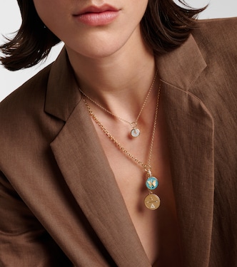 Collana Pave Diamond Disk in oro 18kt con diamanti | FoundRae