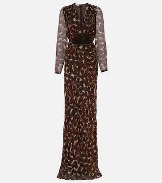Abito lungo in seta con stampa | Dries Van Noten