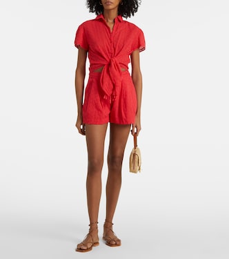 Top cropped Cycas in cotone con pizzo | Poupette St Barth