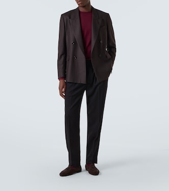 Virgin wool flannel tapered pants | Rubinacci
