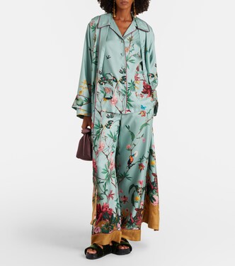 Printed silk twill wide-leg pants | La DoubleJ