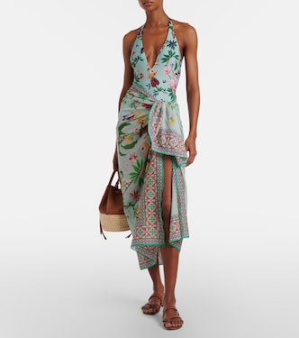 Floral cotton voile beach cover-up | La DoubleJ