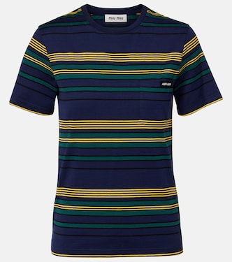 Striped cotton jersey T-shirt  | Miu Miu