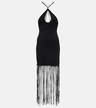 Vestido largo de jersey con flecos | Rotate