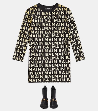 Cotton logo print dress | Balmain Kids