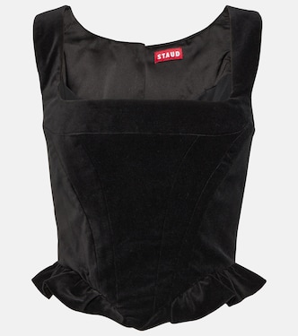 Lorelai cotton velvet bustier top | Staud