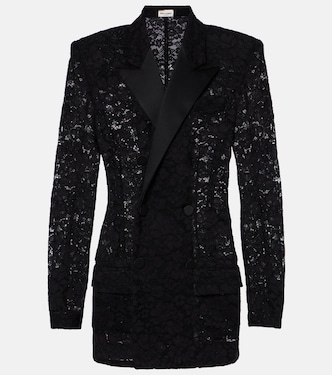 Smokingjacke aus Guipure-Spitze mit Satin | Saint Laurent