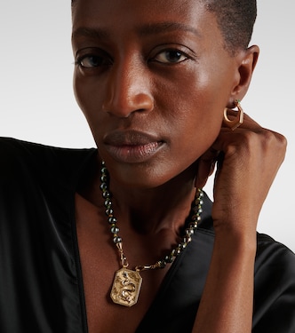 Dragon 18kt gold necklace with pearl and rubies | Marie Lichtenberg