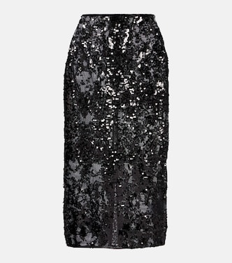 Falda midi con lentejuelas floral | Victoria Beckham
