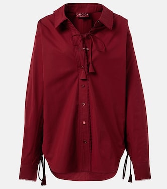 Camicia in popeline di cotone con pizzo | Gucci