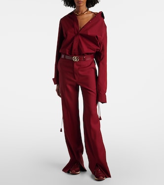 Camicia in popeline di cotone con pizzo | Gucci