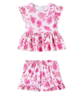 Floral ruffled cotton top and shorts set | Tartine et Chocolat