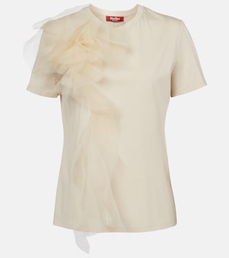T-shirt in cotone e tulle con volant | Max Mara
