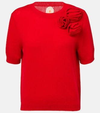 Floral-appliqué wool and cashmere top | Jardin des Orangers