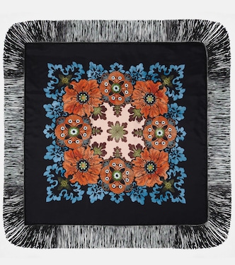 Fringed printed silk twill scarf | La DoubleJ
