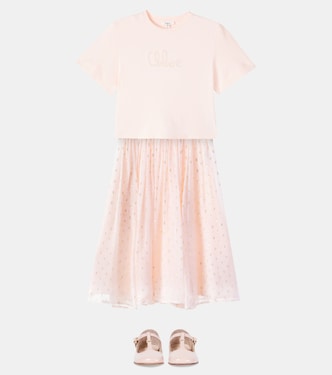 Polka-dot silk-blend skirt | Chloé Kids