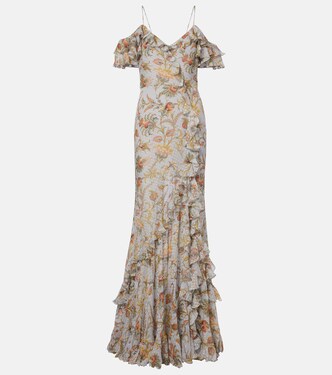 Floral polka-dot ruffled silk-blend maxi dress | Etro