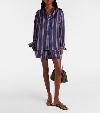 Maya striped silk charmeuse pajama shirt | Asceno