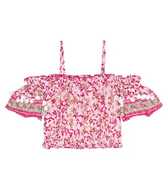 Top Donna à encolure bardot à fleurs | Poupette St Barth Kids