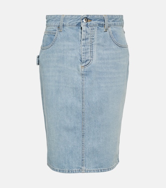 High-rise denim pencil skirt | Bottega Veneta