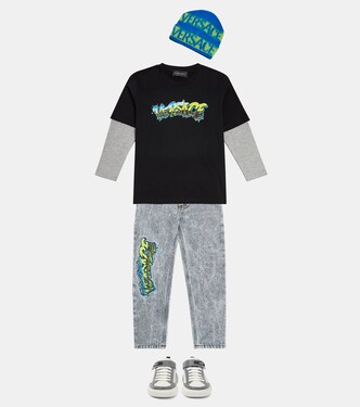 Jean droit brodé à logo | Versace Kids