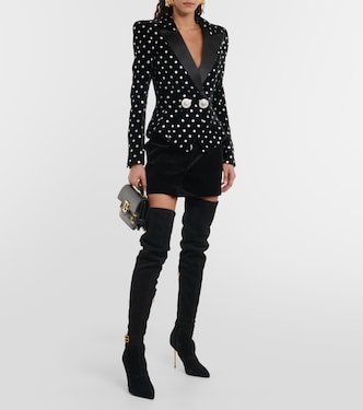 Polka-dot embellished velvet blazer | Balmain