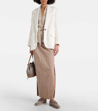 Herringbone cotton and linen blazer | Brunello Cucinelli