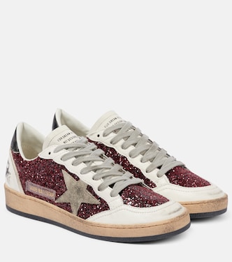 Ball-Star leather-trimmed glitter sneakers | Golden Goose