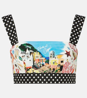 Top raccourci Capri imprimé en coton | Dolce&Gabbana