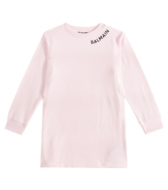 Abito felpa in jersey di cotone con logo | Balmain Kids