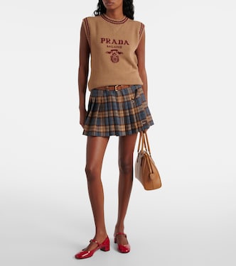 Pull sans manches en laine et cachemire à logo | Prada