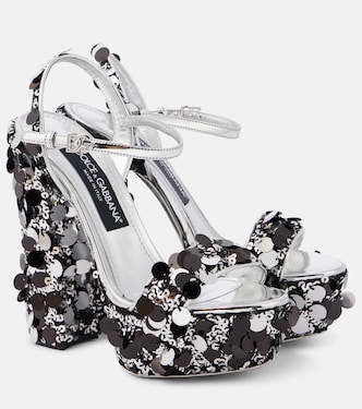 Sequined faux leather platform sandals | Dolce&Gabbana