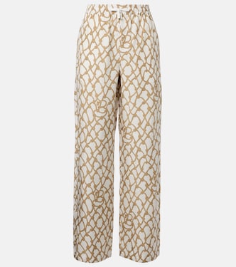 Pantalones palazzo de seda de tiro alto | Burberry